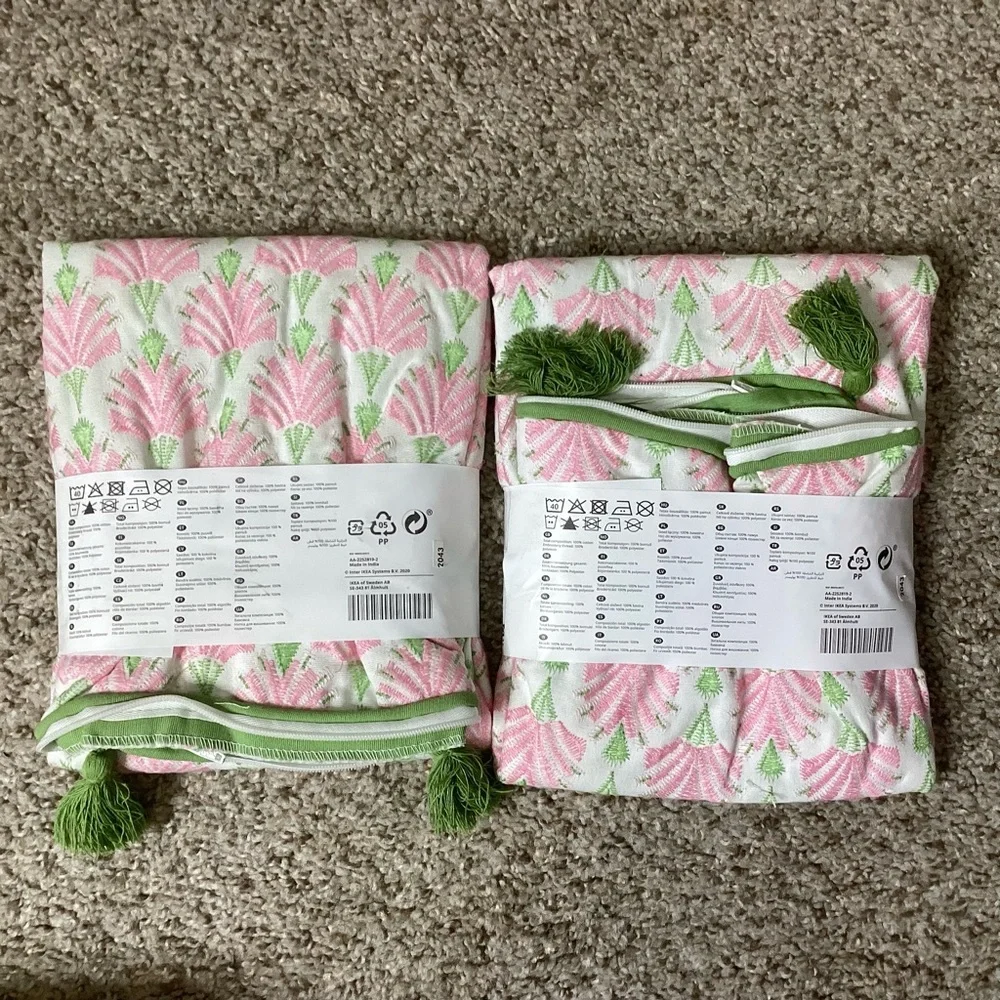 NEW Inbjuden Pink Green Pillow Covers 20”x20”